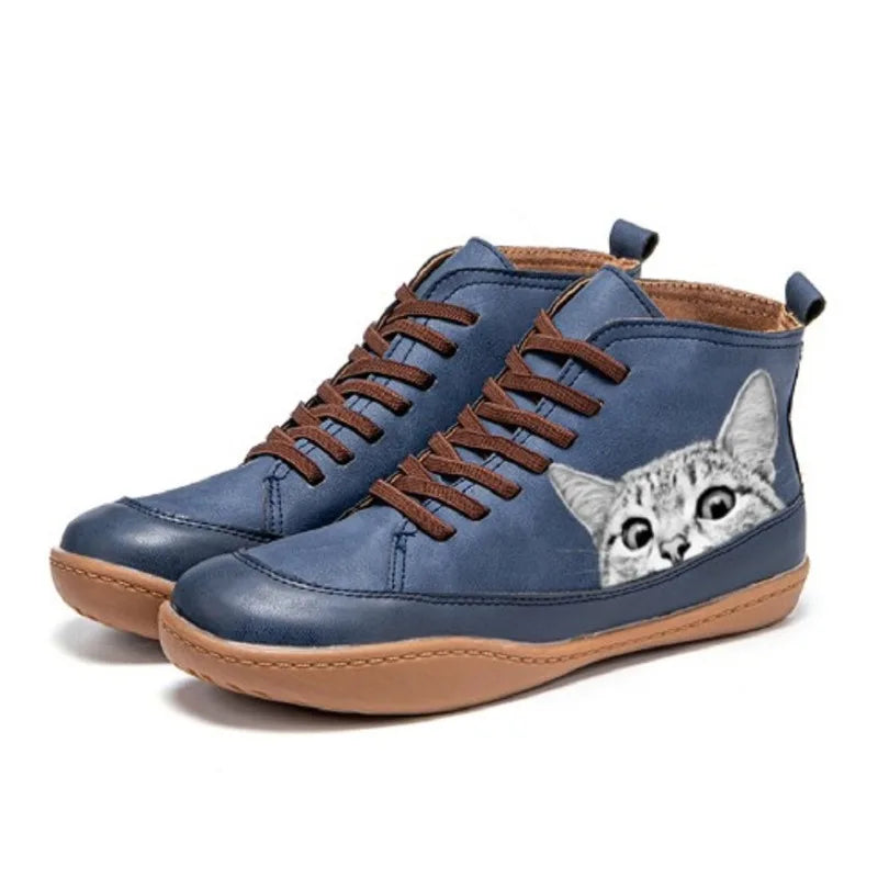 Auve⢠| Leather ankle boots for cat lovers