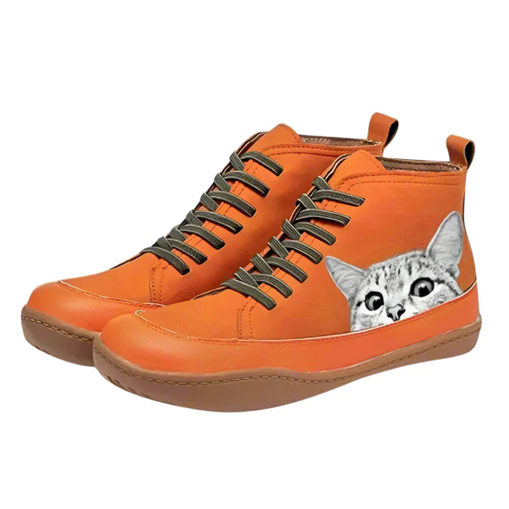 Auve™ | Leather ankle boots for cat lovers