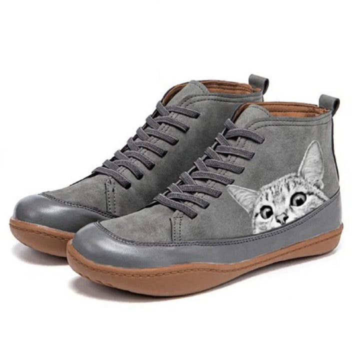 Auve™ | Leather ankle boots for cat lovers