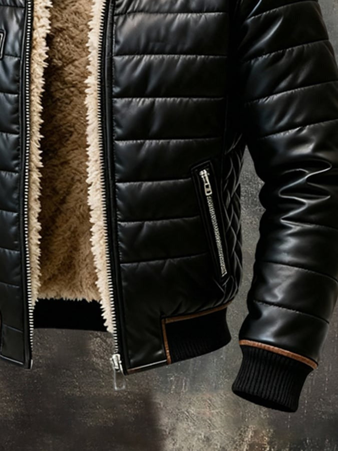 Jack™ | Black quilted jacket with sherpa lining
