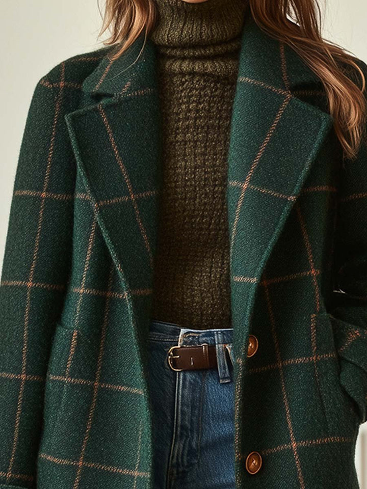 Valeria | Elegant Wool Check Coat