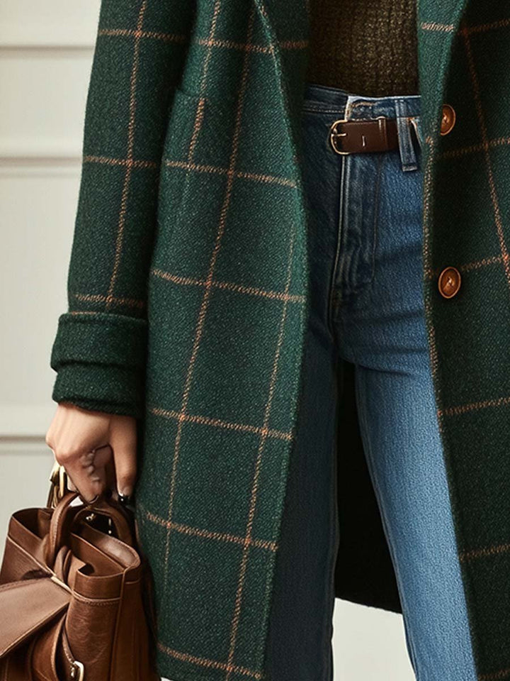 Valeria | Elegant Wool Check Coat